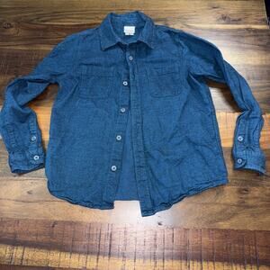 Hanna Anderson Boys Blue Flannel Long Sleeve Button-Up Shirt Size 130 US 8